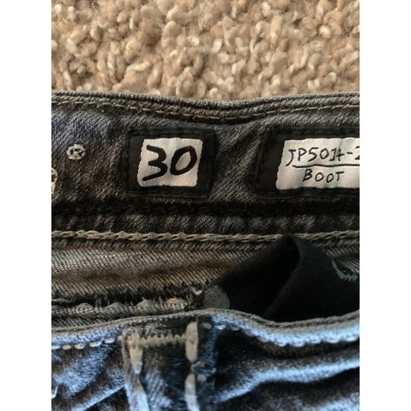 Miss Me Boot JP5014-2 Flap Pockets Thick Stitch Rhinestone Charcoal Size 30 Boot - Picture 5 of 14